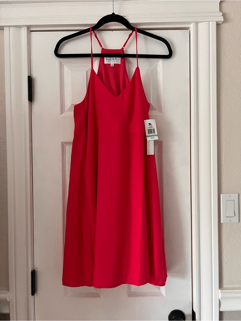 NWT Nicole Miller Hot Pink Slip Dress with V-Neck
